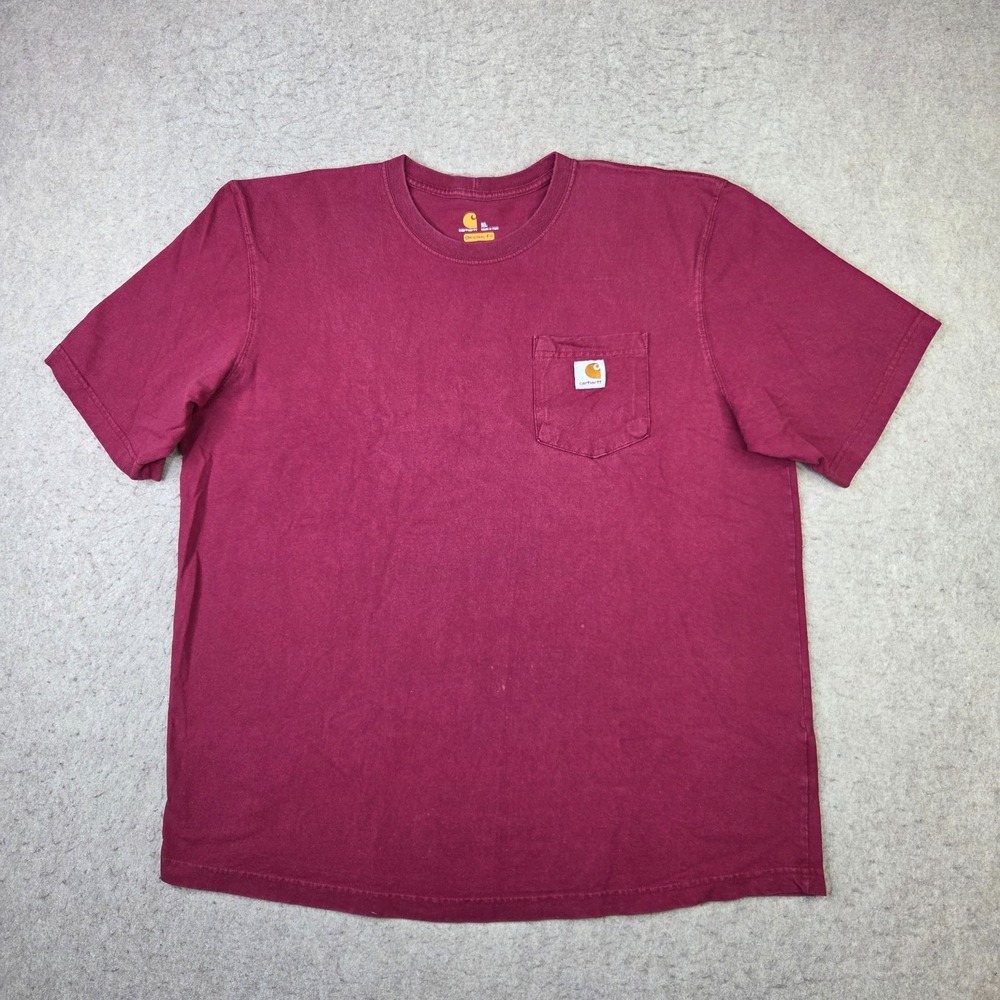Carhartt T-Shirt Mens XL Maroon K87 Short Sleeve Pocket Tee Original Fit